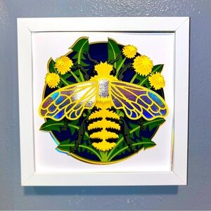 3D Bee Dandelion Shadowbox